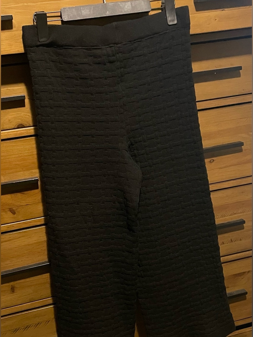 Textured High-Waist Wide-Leg Sweater Pants - Black M Ellen Tracy